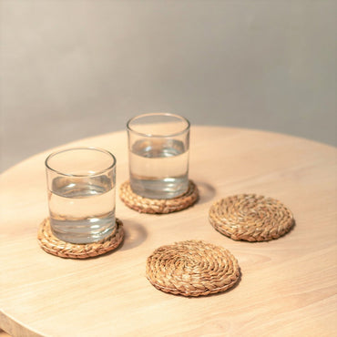 Coasters Woven from Seagrass Set of 4 or 8 Handmade Round Coasters SUKU - CozyVibe.eu