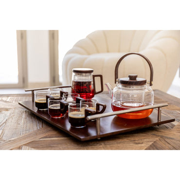 Glass teapot with wooden handle 17x14.8x12.5cm - CozyVibe.eu