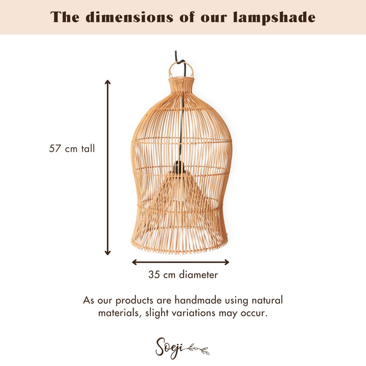 MAHARA Rattan Lampshade – Handmade Boho Ceiling Pendant Light - CozyVibe.eu