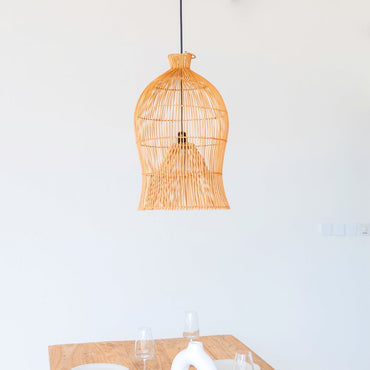 MAHARA Rattan Lampshade – Handmade Boho Ceiling Pendant Light - CozyVibe.eu