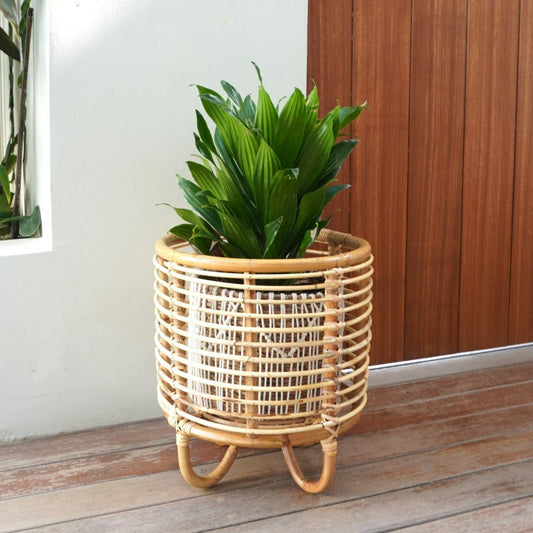 Malang Rattan Plant Stand – Boho Flower Pot Holder Beige - CozyVibe.eu