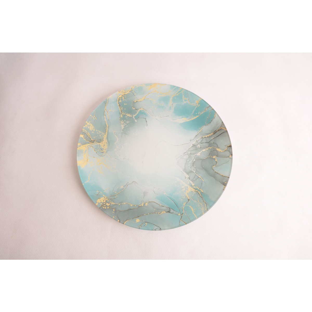 Ocean Glass Plate 30cm – Elegant Blue Marble Table Design - CozyVibe.eu