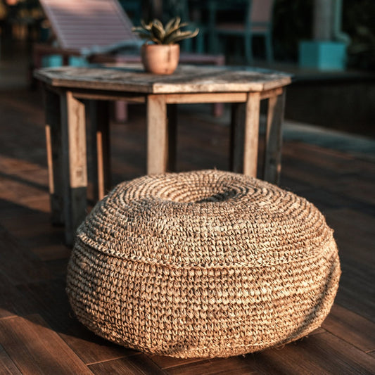 Pouf | Beanbag TELU made of Raffia (2 sizes) - CozyVibe.eu