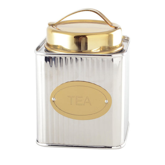 Silver & Gold Tea Box – Elegant Airtight Storag - CozyVibe.eu
