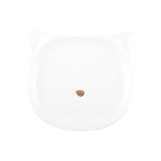 White plate in cat shape and golden nose - CozyVibe.eu