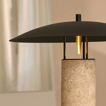 Nicolaas Travertine and Metal Table Lamp