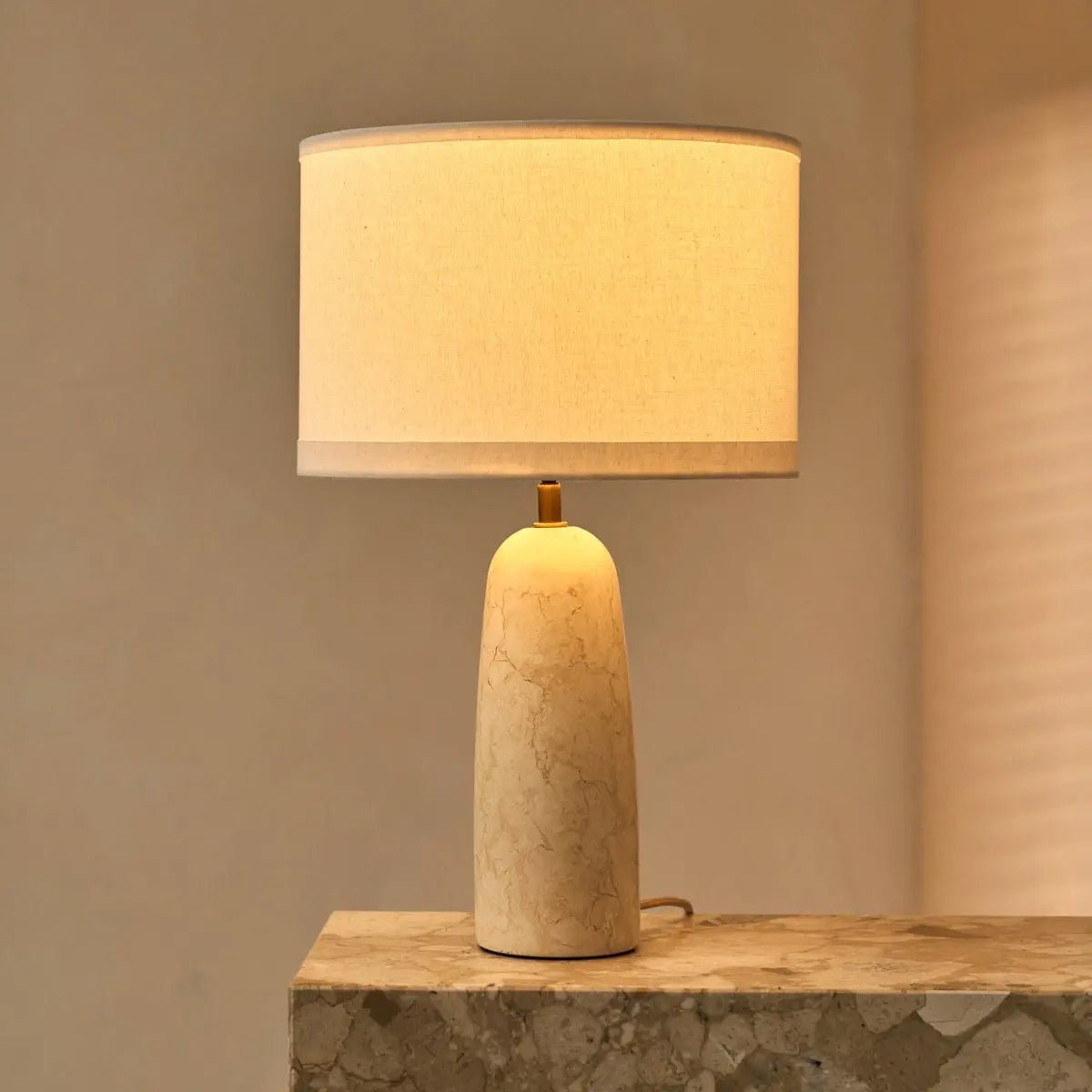 Charlotte Marble Table Lamp with Cotton Shade