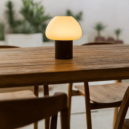 Fynn Dark Brown Rechargeable Wooden Table Lamp