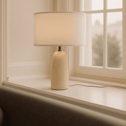 Charlotte Marble Table Lamp with Cotton Shade