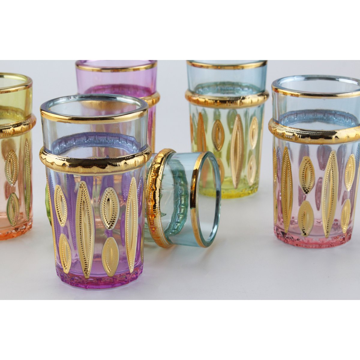 Multicolor glass cups set for home décor by CozyVibe
