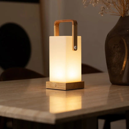 Harper Light Brown Rechargeable Wooden Table Lamp