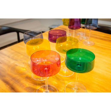 Colored champagne glasses set featuring modern playful design