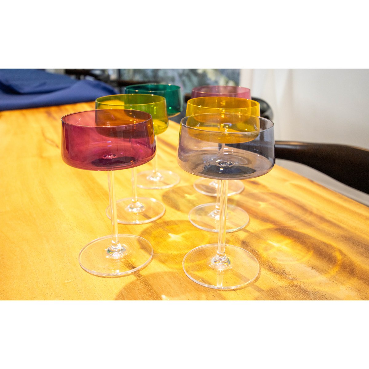Colorful Champagne Glasses Set of 6 glass modern table setting
