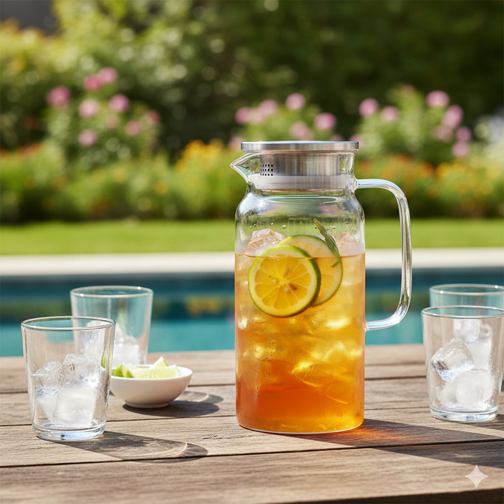 Glass Water Carafe 1.2 L table presentation