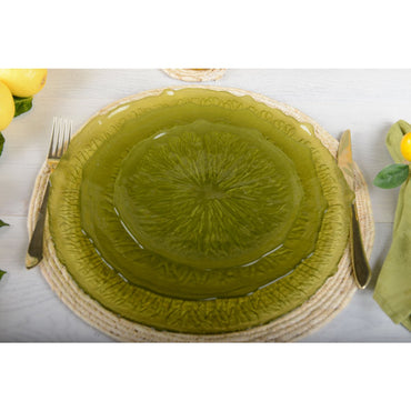 Lemon Zest Green Glass Flat Plate – cosy vibes