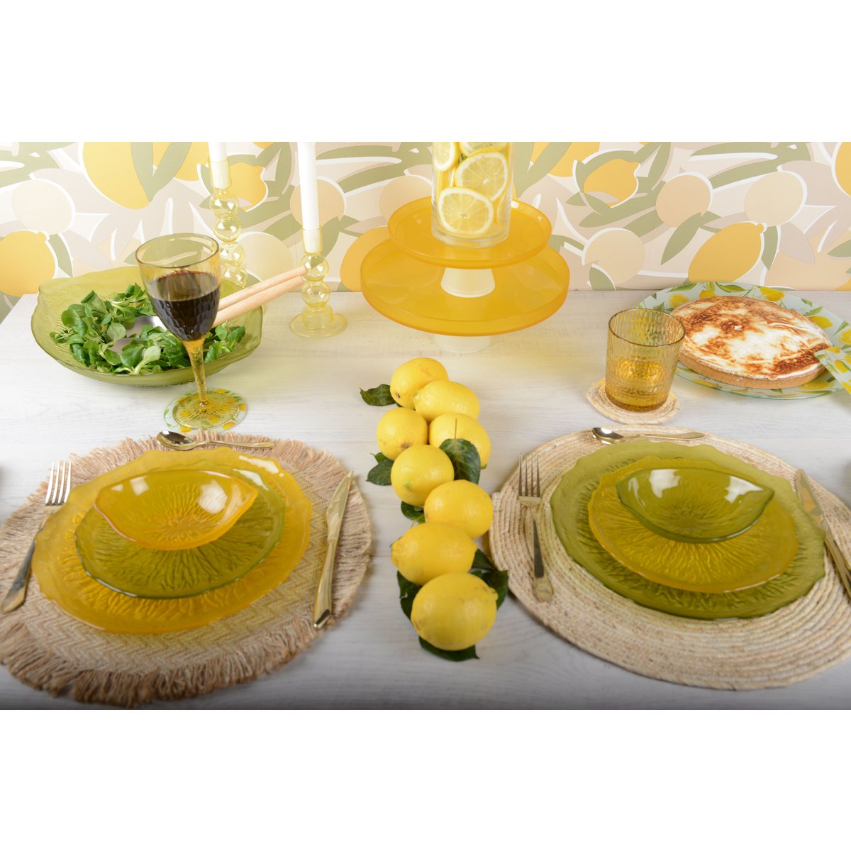 Lemon Zest Green Glass Flat Plate – cosy vibes