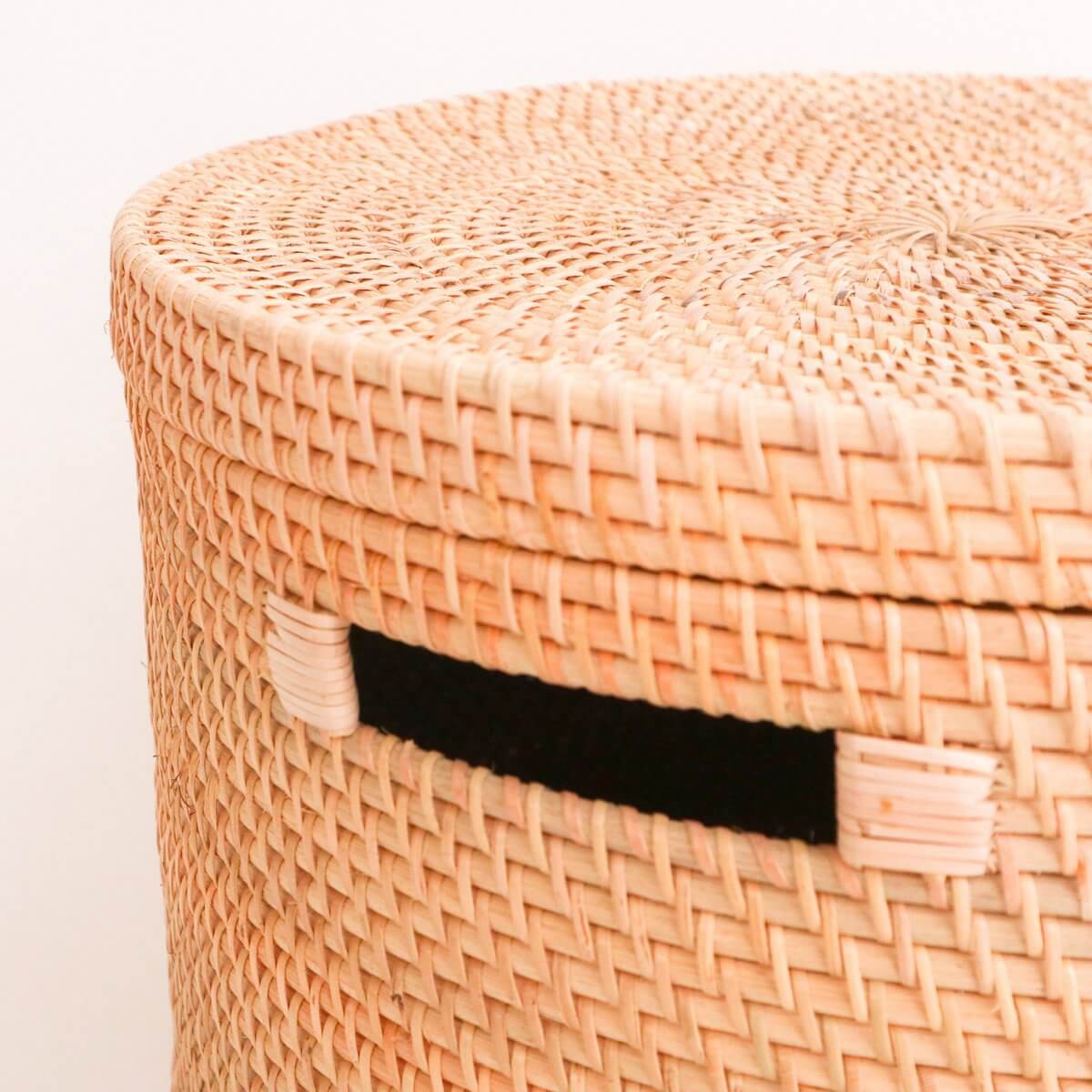SARI rattan basket, durable woven laundry basket with lid for home
