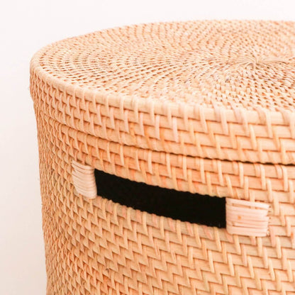 SARI rattan basket, durable woven laundry basket with lid for home