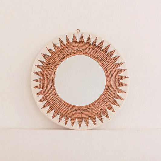 AWAN Boho Wall Mirror – Handmade Round Design with Cotton Cords - CozyVibe.eu