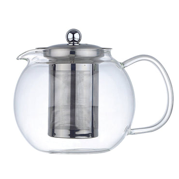 Glass ball teapot 1L with stainless steel filter, stylish tableware and home decor | CozyVibe
