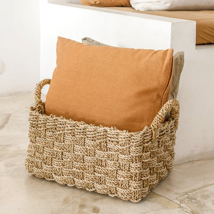 BATIK Seagrass Basket – Rectangular Woven Storage Set - CozyVibe.eu