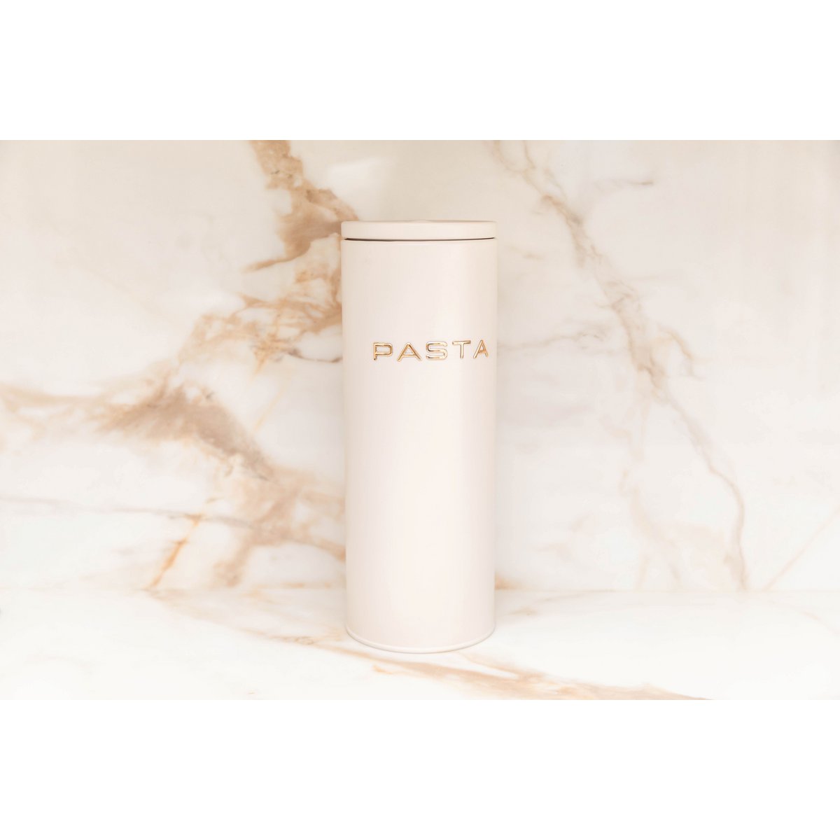 Beige Pastadose aus Stahl – elegante luftdichte Lebensmittelaufbewahrung – CozyVibe.eu