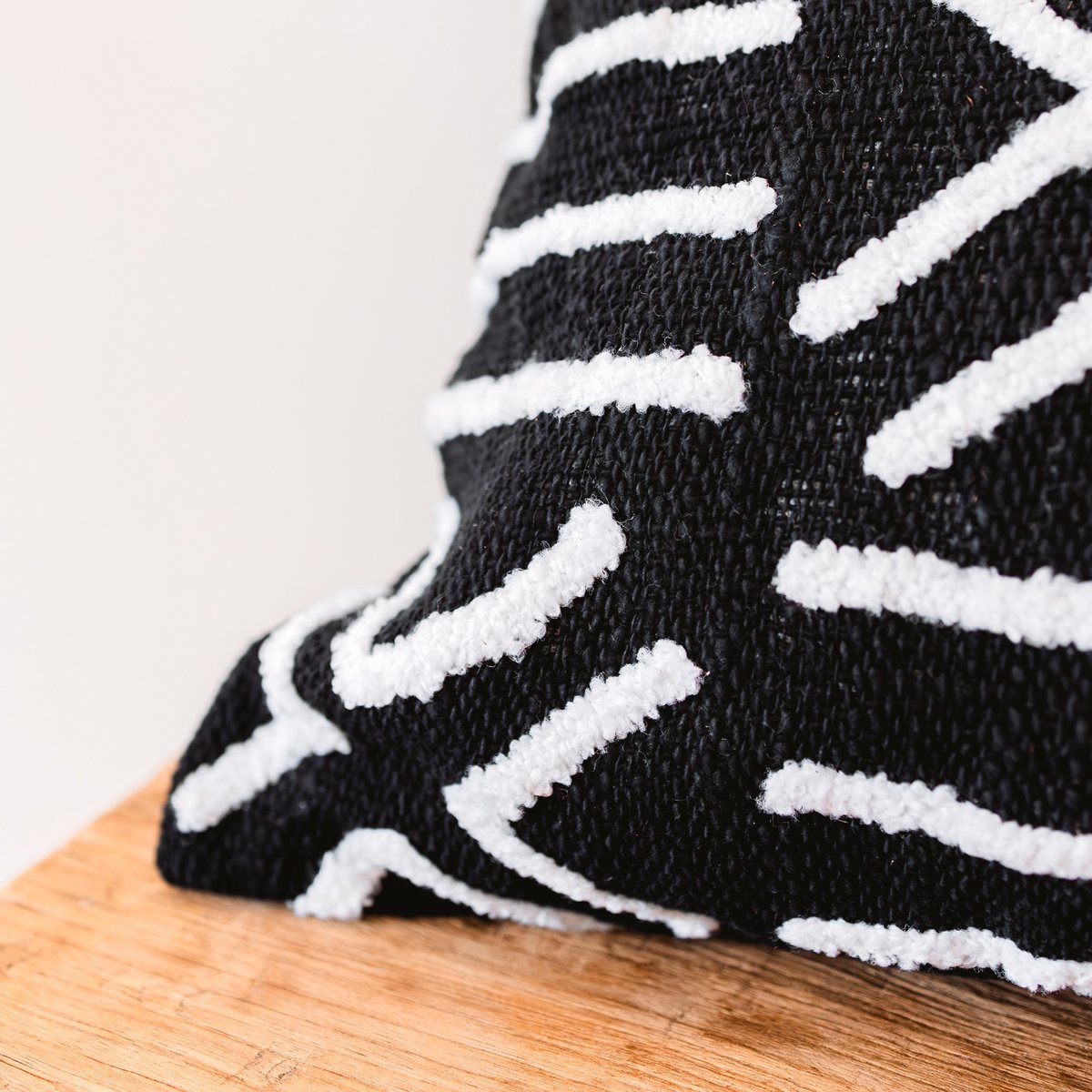 BIMA Black Cotton Cushion Cover – Handmade Boho Embroidered Pillow - CozyVibe.eu