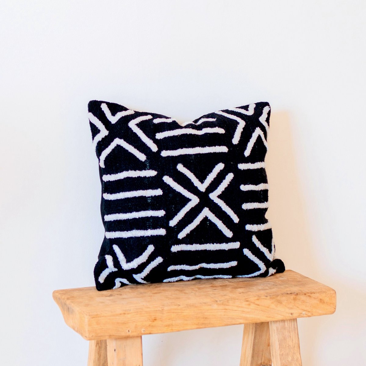 BIMA Black Cotton Cushion Cover – Handmade Boho Embroidered Pillow - CozyVibe.eu