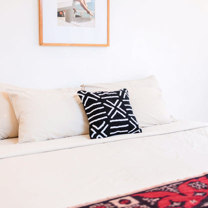 BIMA Black Cotton Cushion Cover – Handmade Boho Embroidered Pillow - CozyVibe.eu