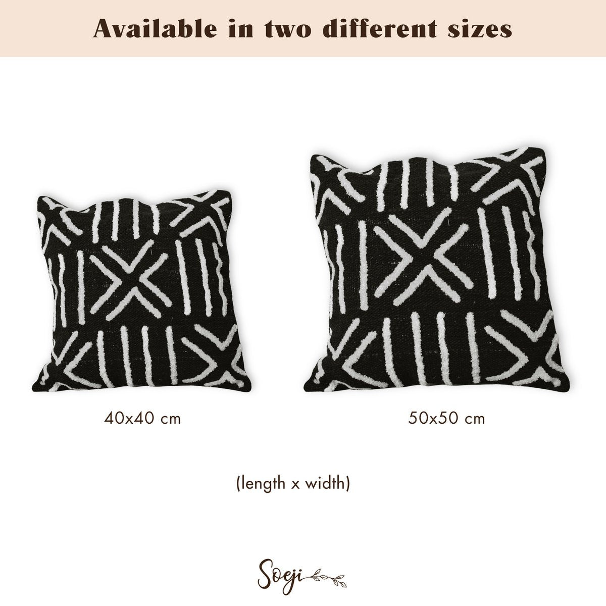 BIMA Black Cotton Cushion Cover – Handmade Boho Embroidered Pillow - CozyVibe.eu
