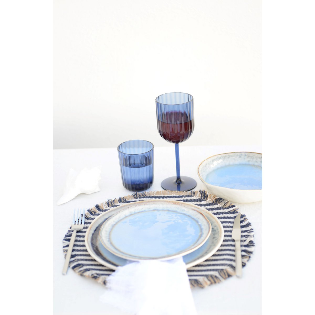Stylish blue round dessert plate for home decor and table decoration | CozyVibe

