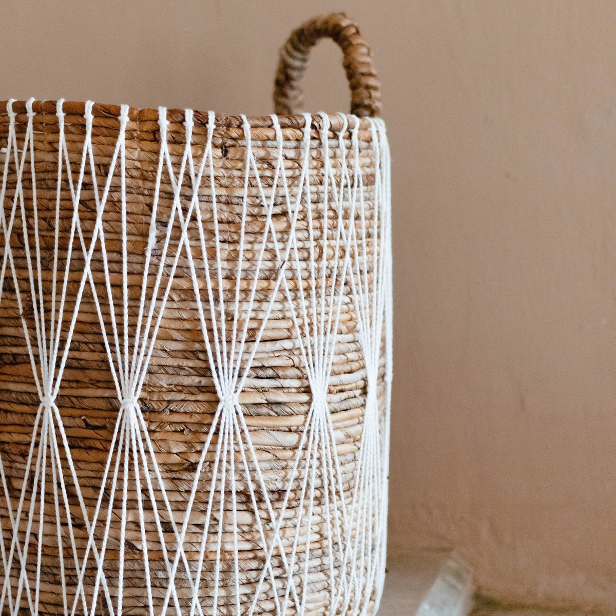 CozyVibe boho banana fibre basket for living room décor


