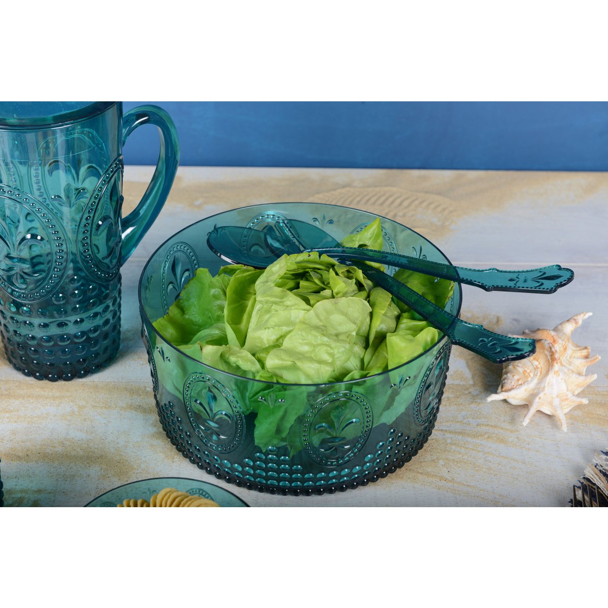 Acrylic turquoise bowl 26cm, modern salad and fruit bowl, kitchen decor | CozyVibe