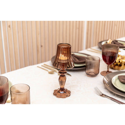 
Decorative Brown Candle Holder with Glass Base Table Decoration | CozyVibes