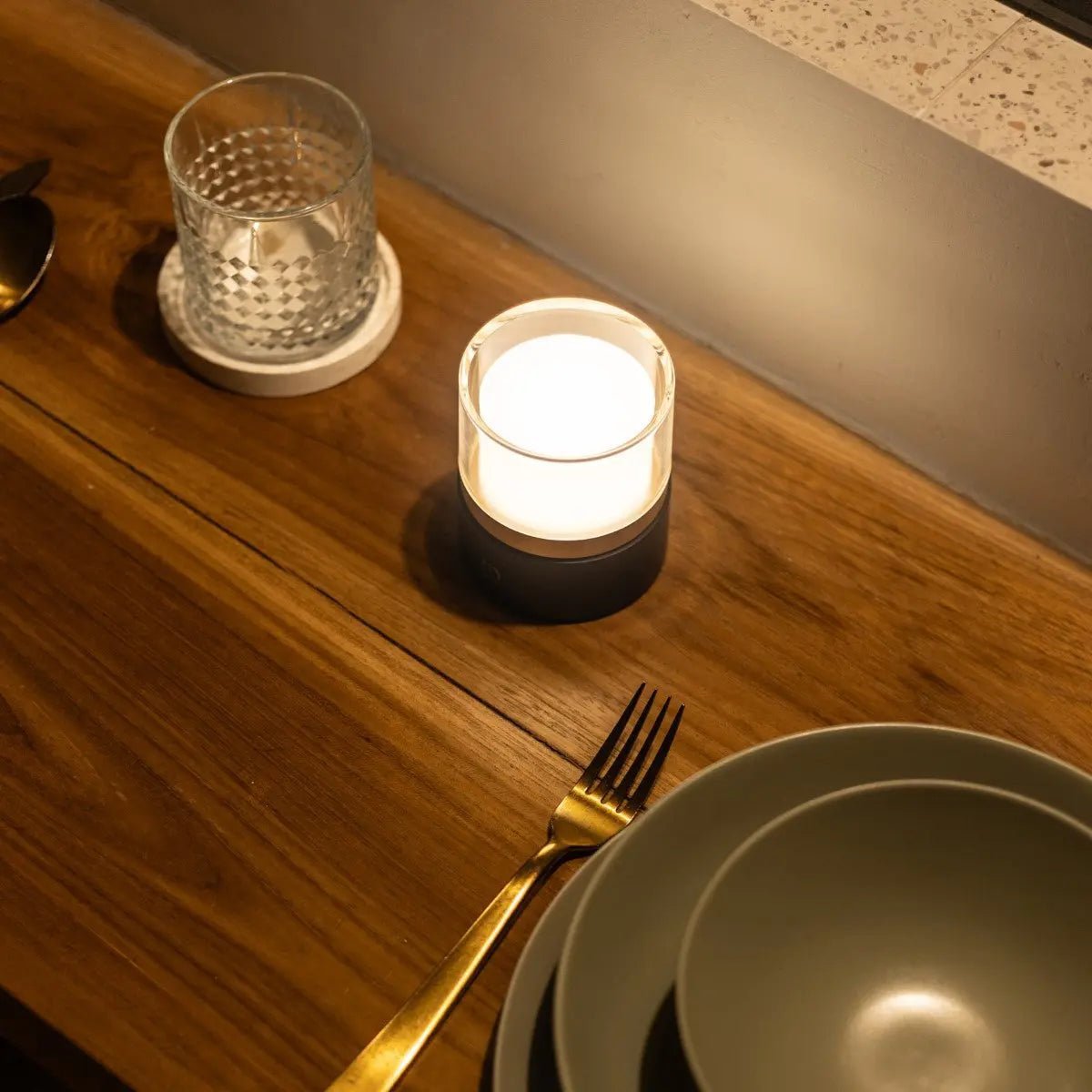 Leo Dark Brown Mini Rechargeable Table Lamp