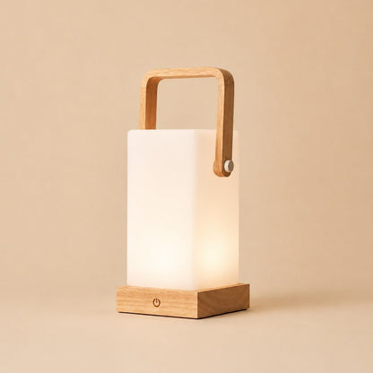 Harper Light Brown Rechargeable Wooden Table Lamp