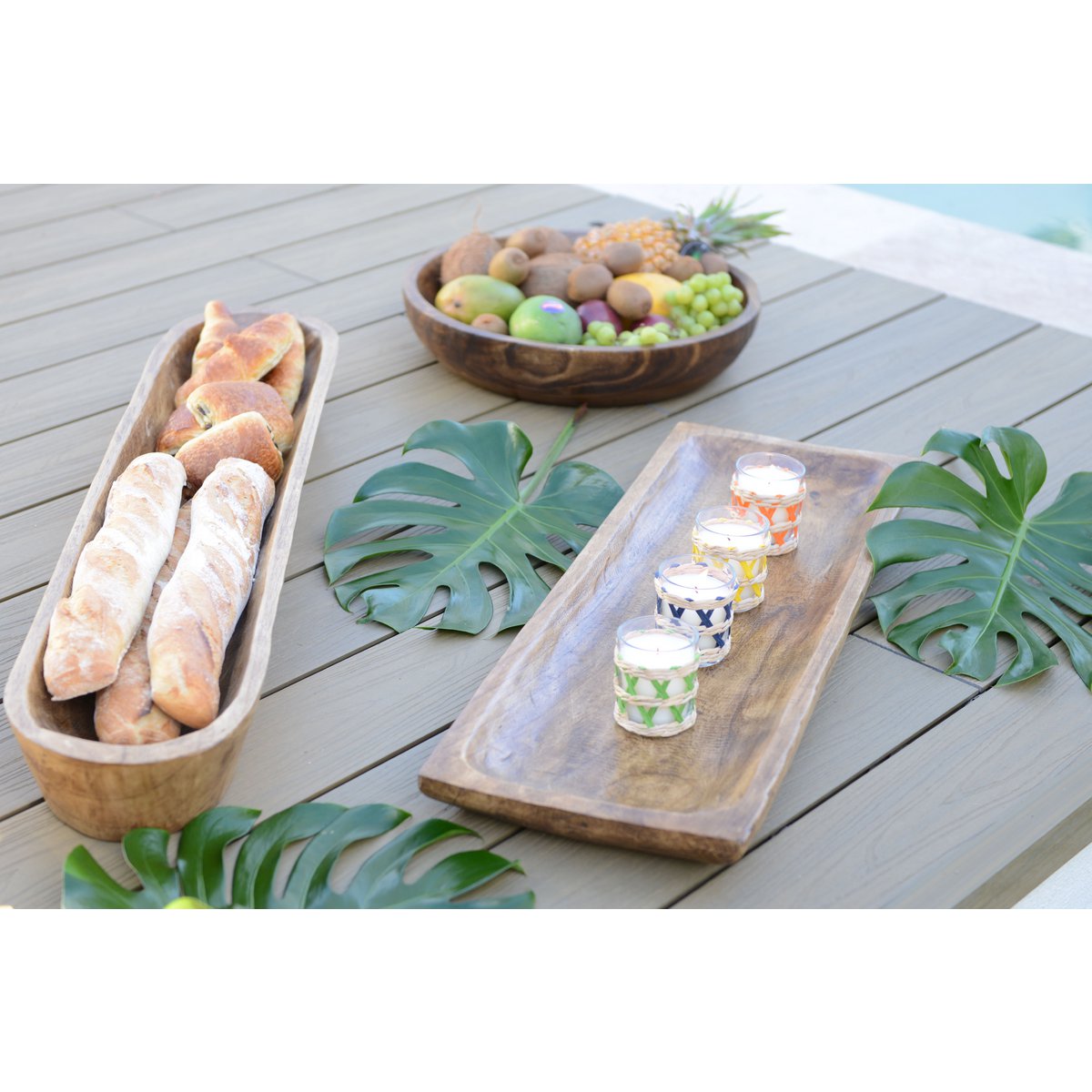 Decorative rectangular wooden tray, stylish tableware and home decor | CozyVibe

