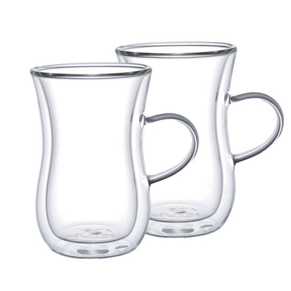 Double glass tea cups with handle - Lot of 2 - CozyVibe.eu