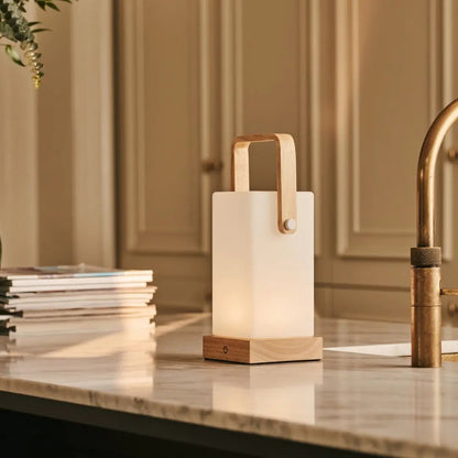 Harper Light Brown Rechargeable Wooden Table Lamp
