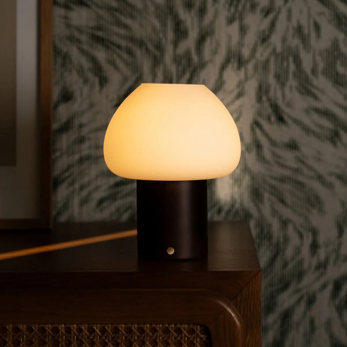 Fynn Dark Brown Rechargeable Wooden Table Lamp