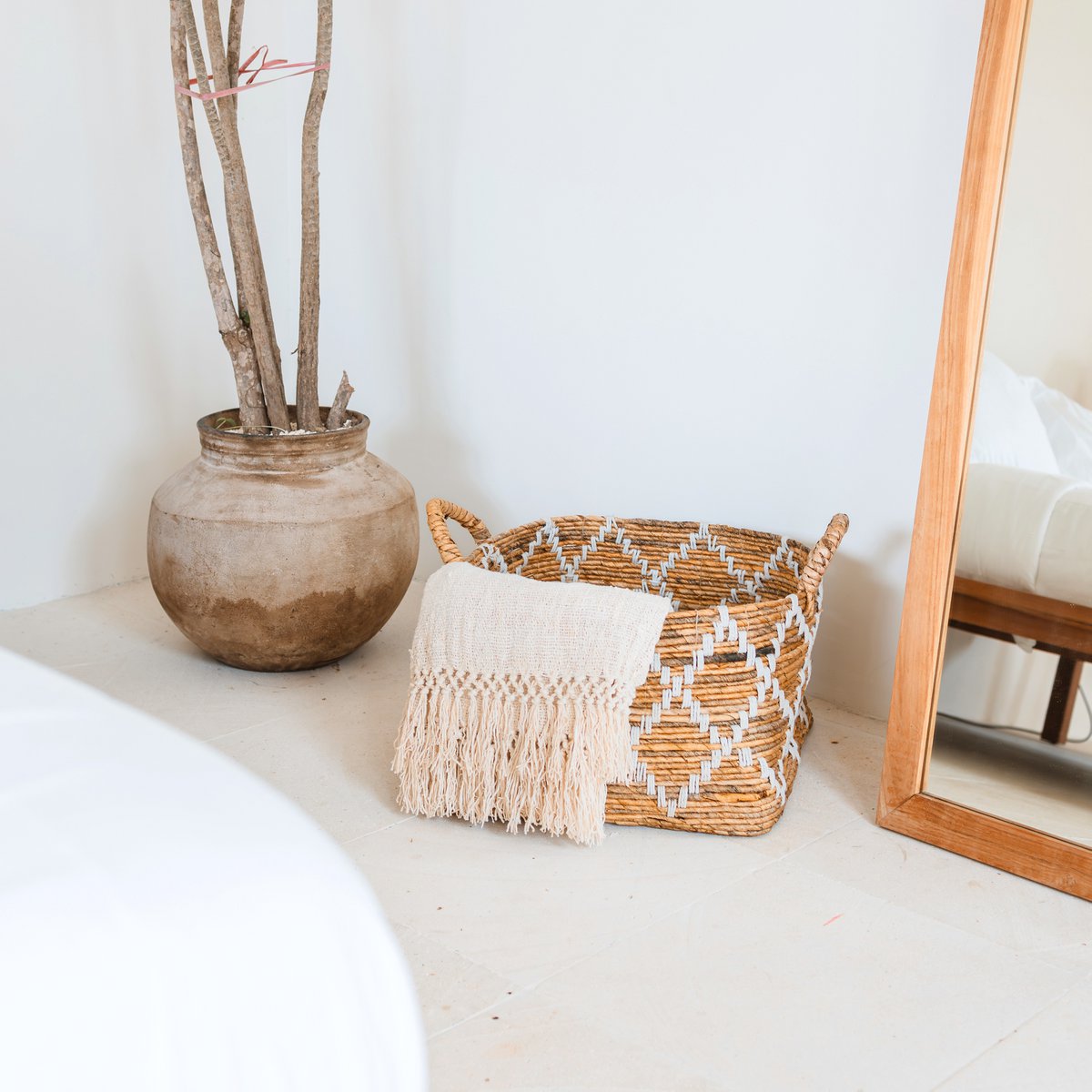 GANDARIA Boho Laundry Basket – Square Woven Banana Fibre Basket - CozyVibe.eu