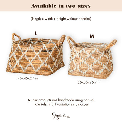 GANDARIA Boho Laundry Basket – Square Woven Banana Fibre Basket - CozyVibe.eu