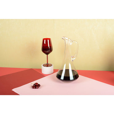 Elegant glass carafe with handle 31cm, stylish tableware and home decor | CozyVibe

