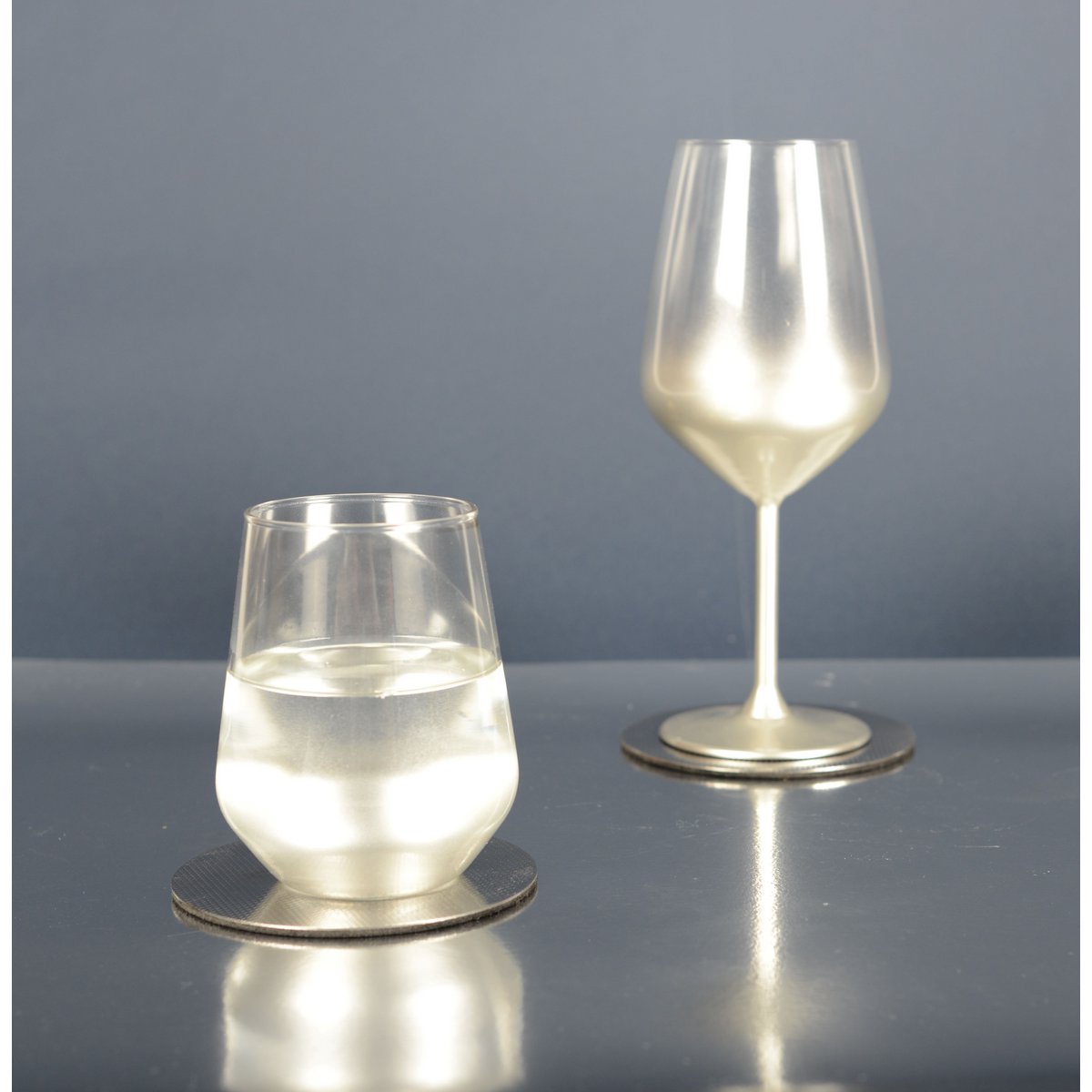 Glow silver water glasses - set of 6 cups - CozyVibe.eu