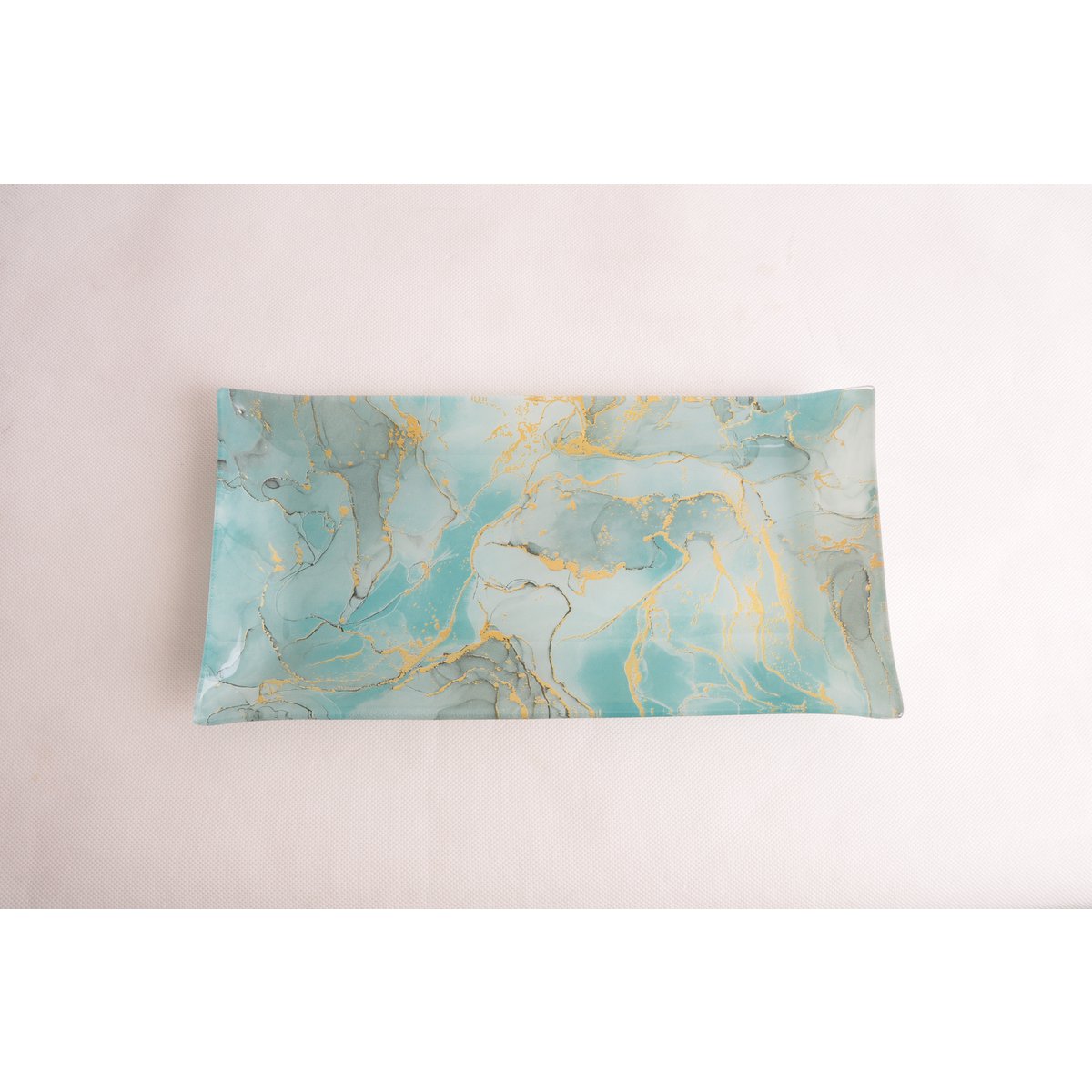 Glastablett Golden Ocean mit elegantem rechteckigem Design, Küchenaccessoire | CozyVibe