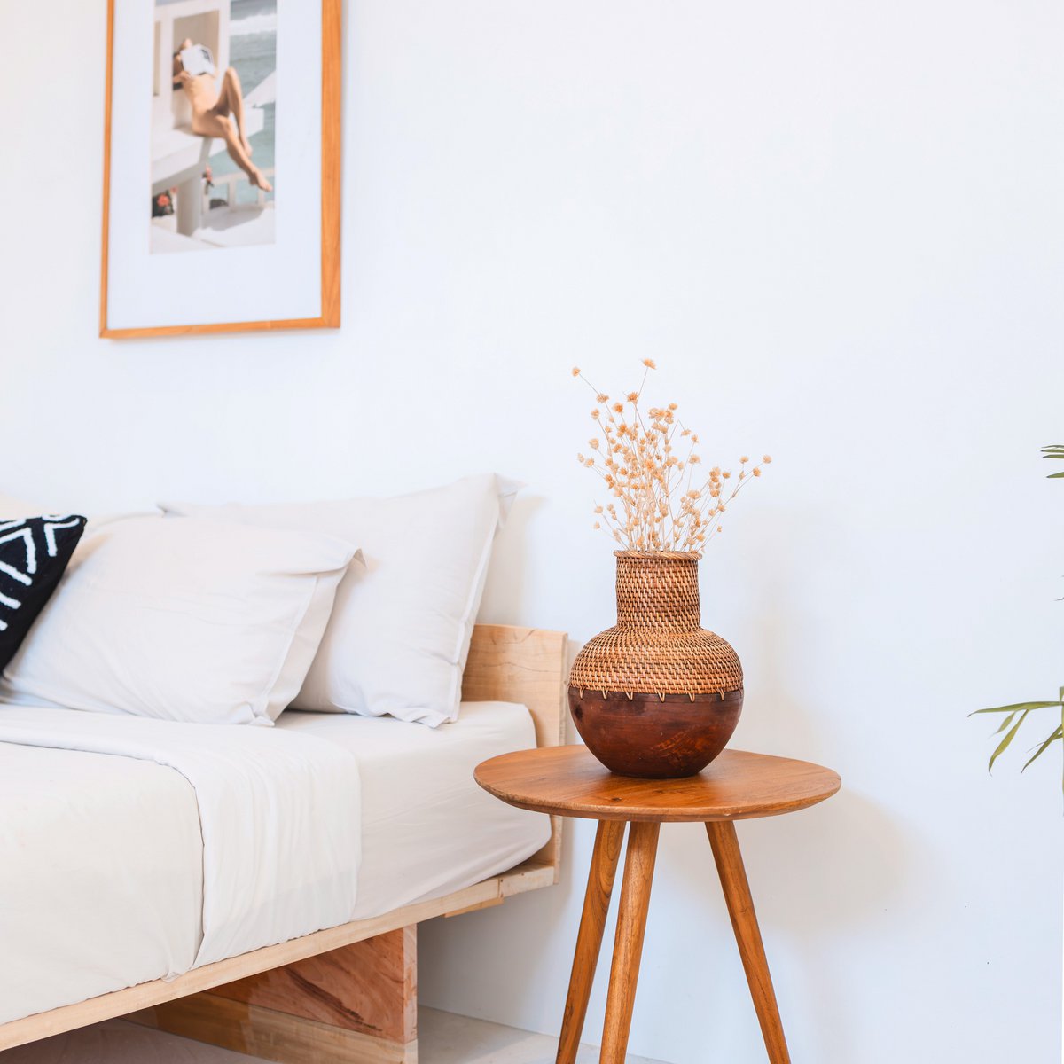 Brown Rattan Decorative Vase Ø22cm Boho Home Decoration | CozyVibes

