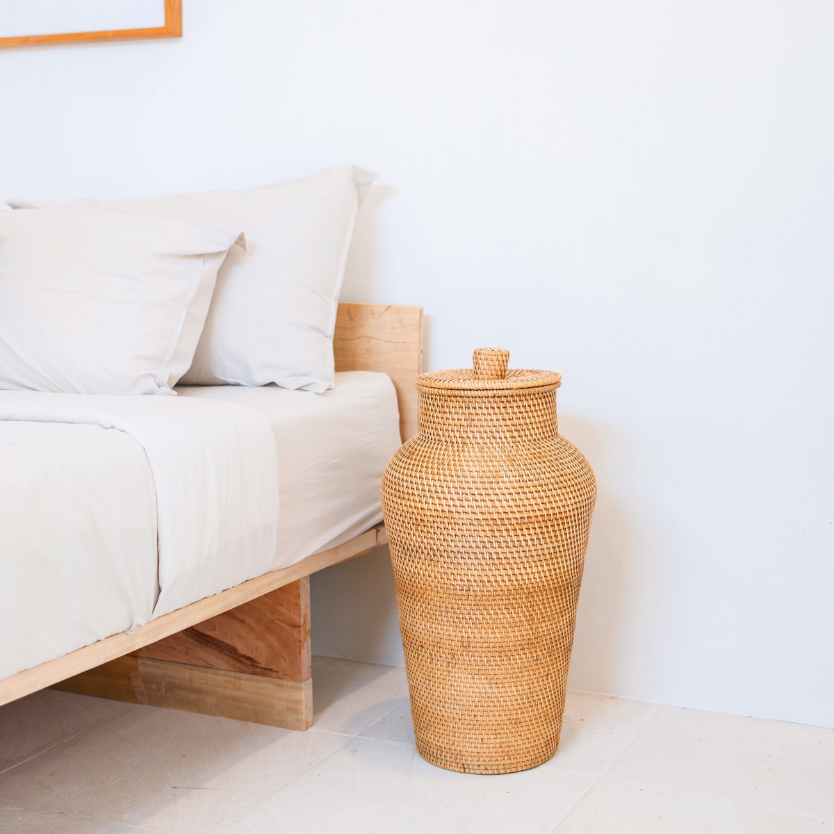 KIDUNG Large Round Rattan Vase – Handmade Tall Boho Floor Vase - CozyVibe.eu