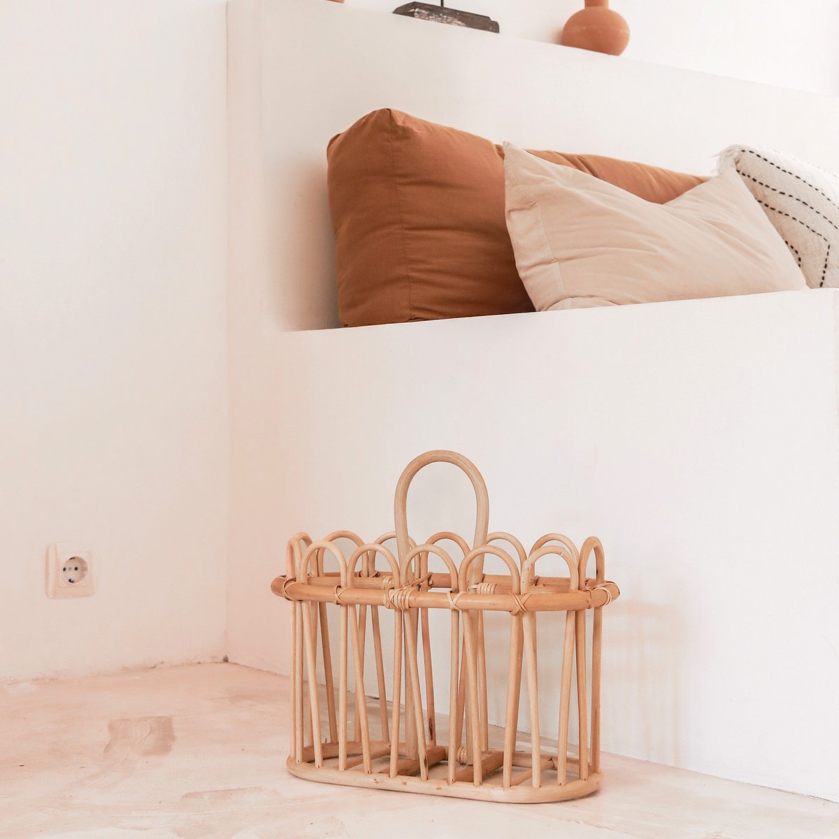 CozyVibe rattan newspaper basket for living room décor

