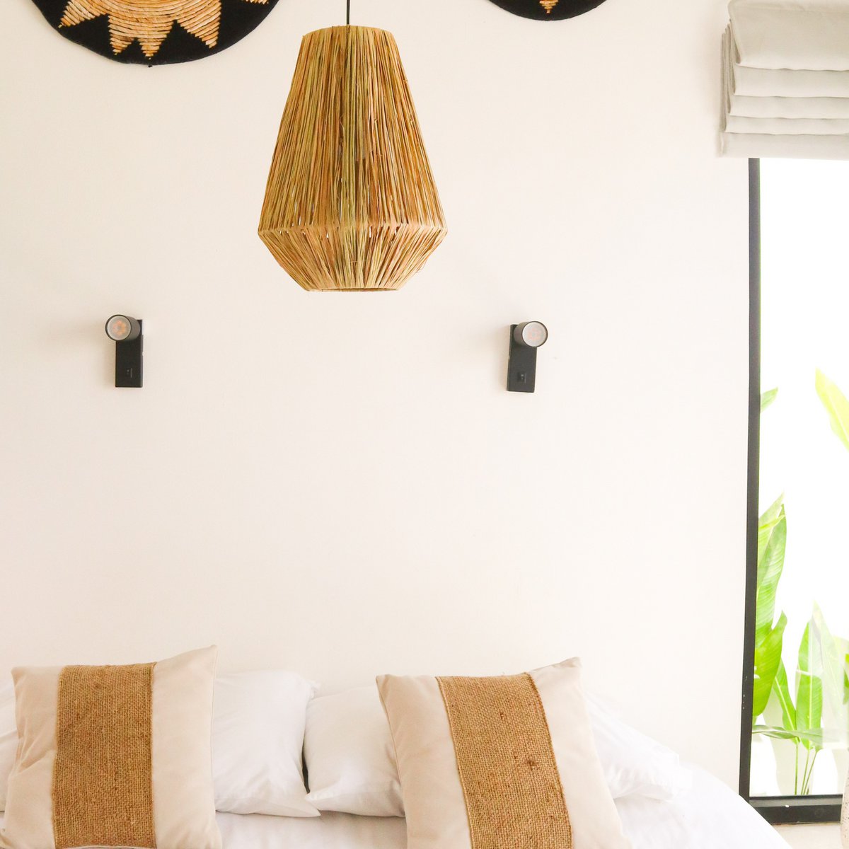 Lampshade Ceiling Lamp Pendant round ENDAH made from Raffia - CozyVibe.eu