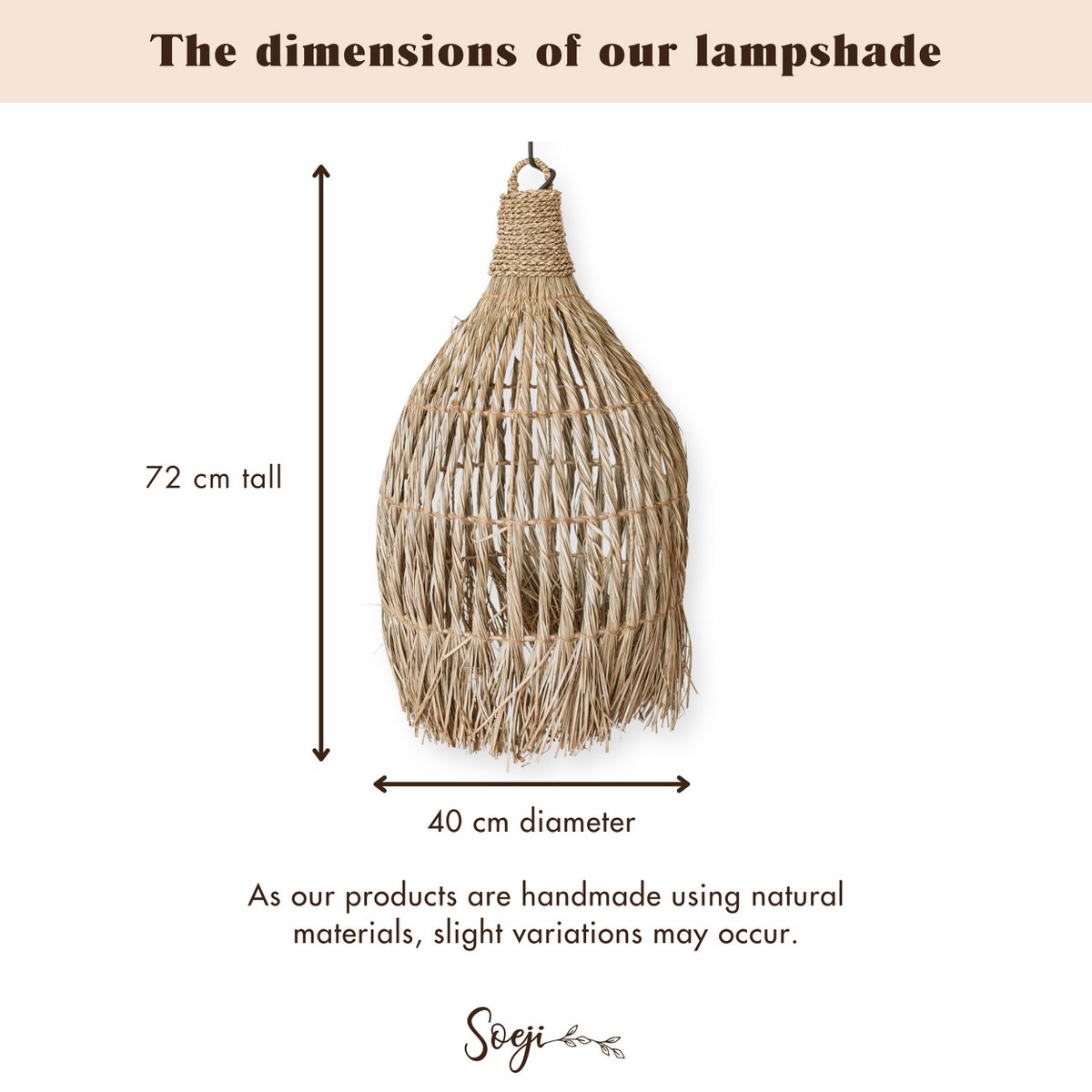 LAMPUNG Seegras-Deckenleuchte – großer Boho-Pendellampenschirm – CozyVibe.eu